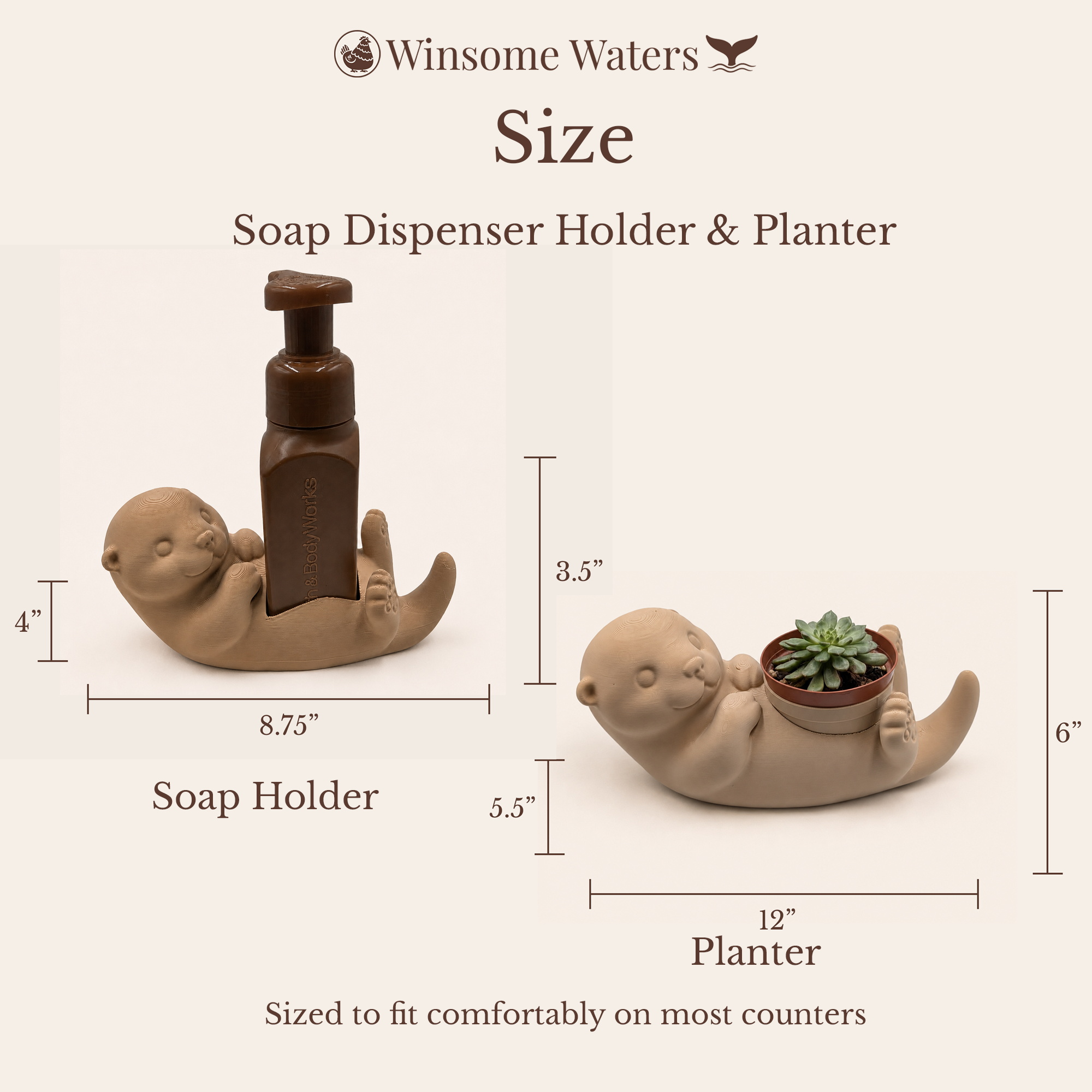 Otter Planter and Soap Holder Bundle - Winsome Waters