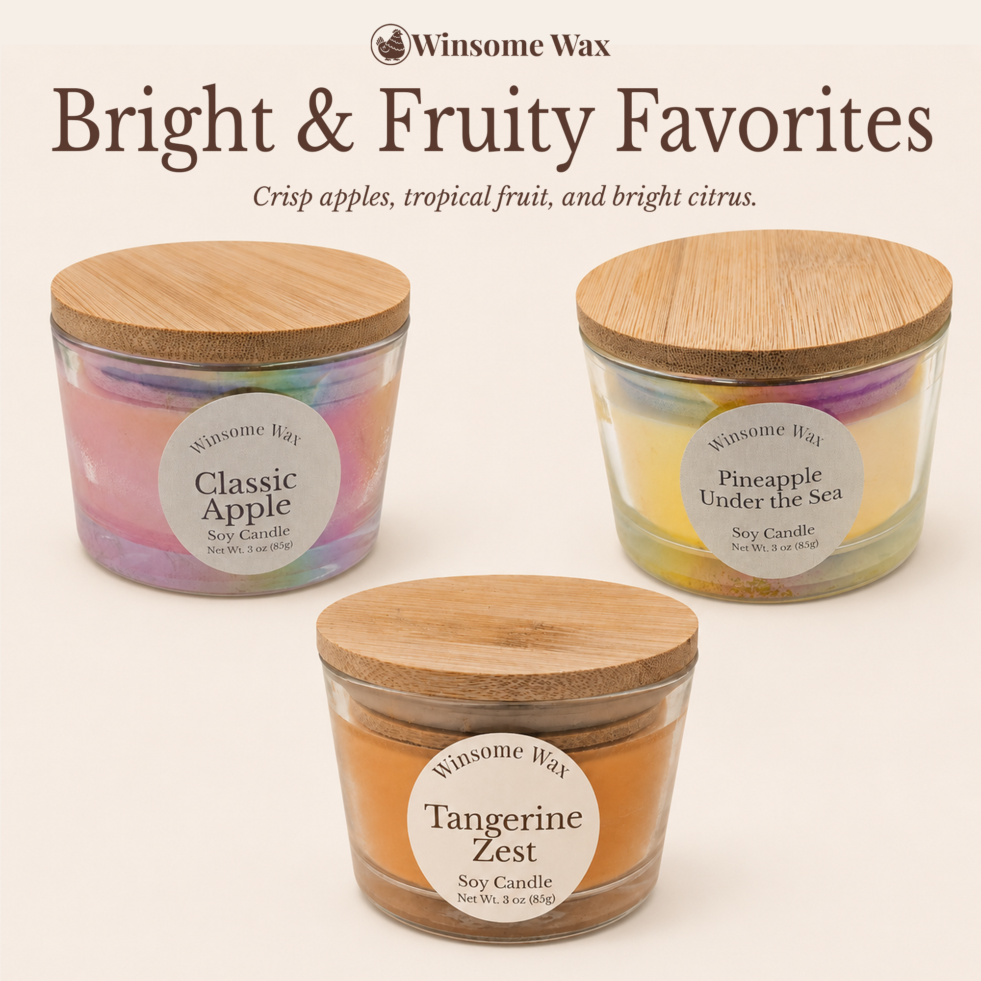 Signature Collection - 3 oz Soy Candle - Hand Poured Candle with Bamboo Lid
