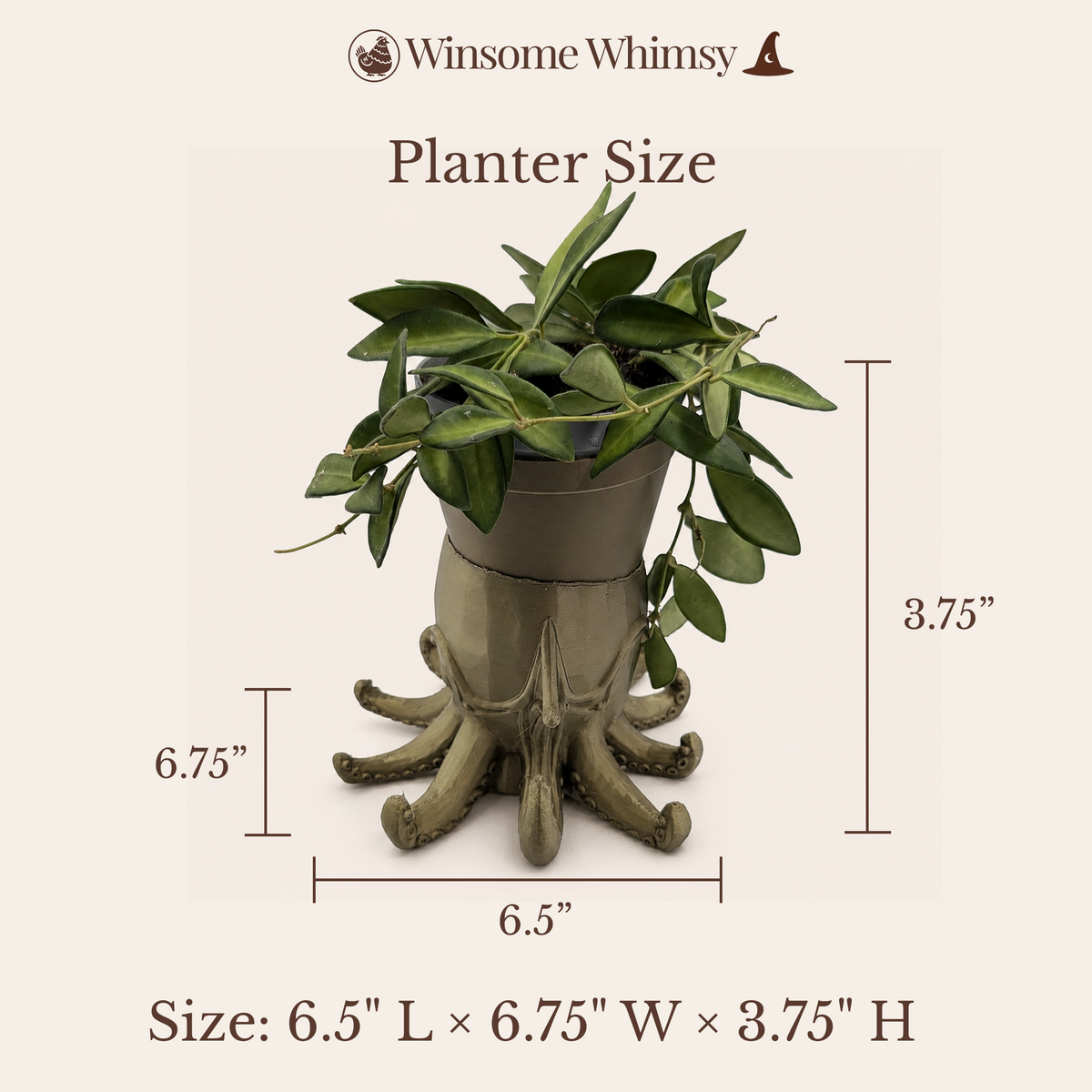 Steampunk Squid Planter and Soap Holder Set - Winsome Whimsy Bundle - Coordinated