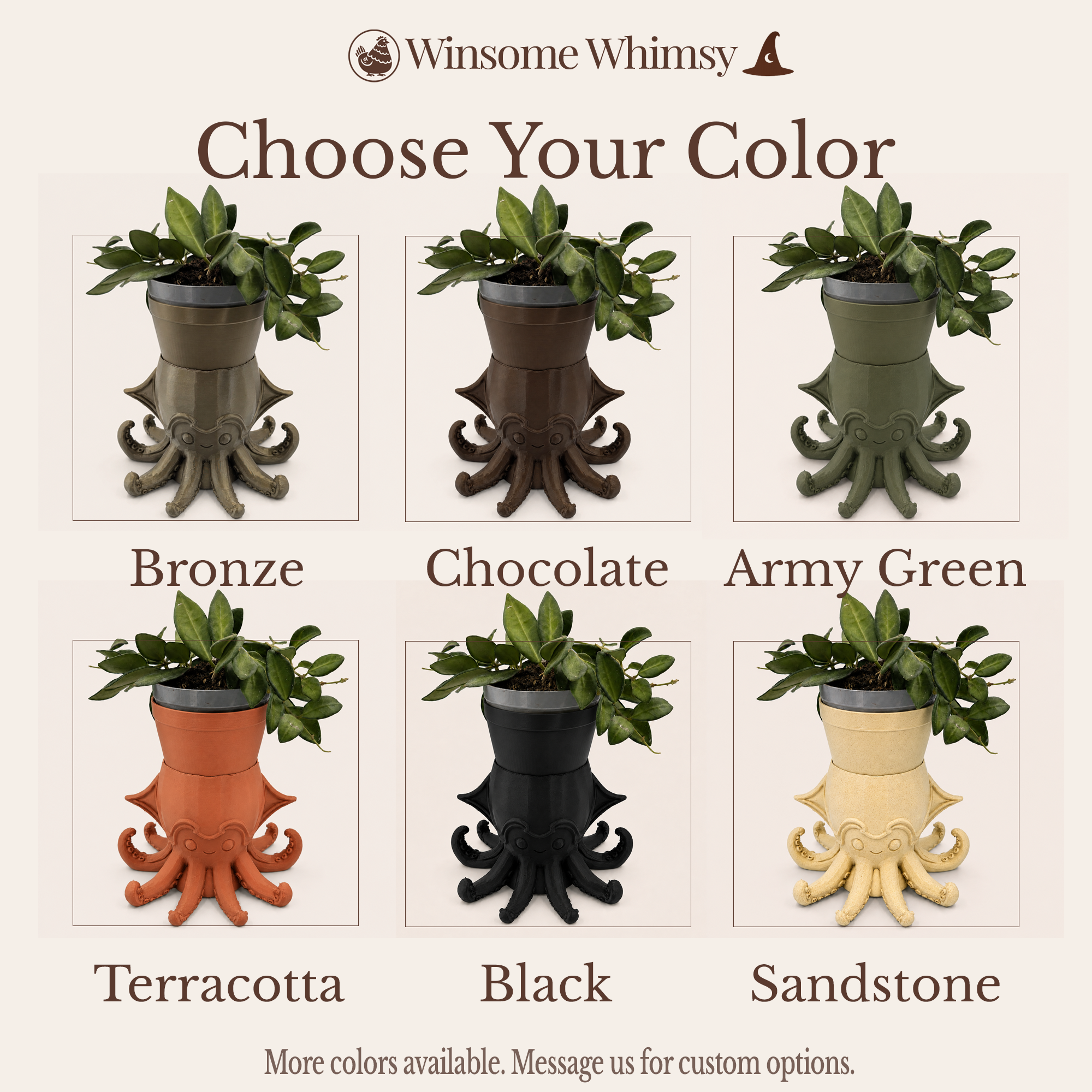 Steampunk Squid Planter - Winsome Whimsy Fantasy Planter