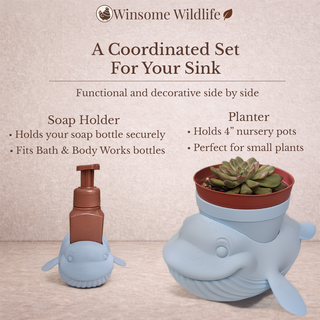 Whale Planter and Soap Holder Bundle - Winsome Wildlife