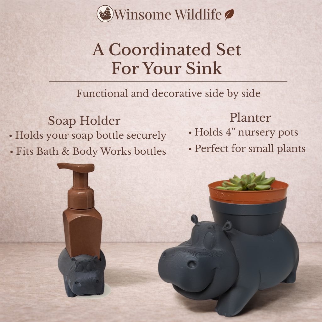 Hippo Planter and Soap Holder Bundle - Winsome Wildlife