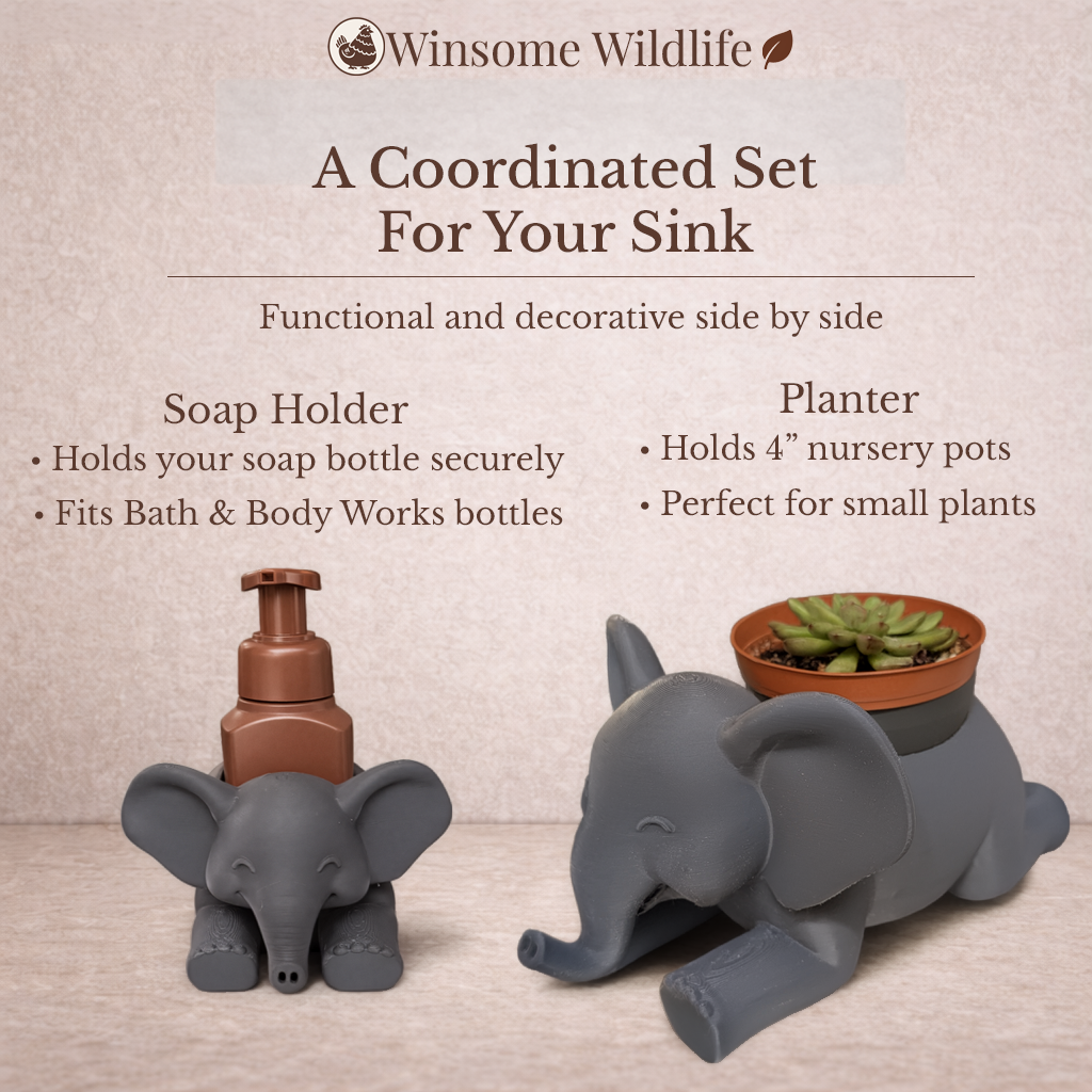 Elephant Planter and Soap Holder Bundle - Winsome Wildlife