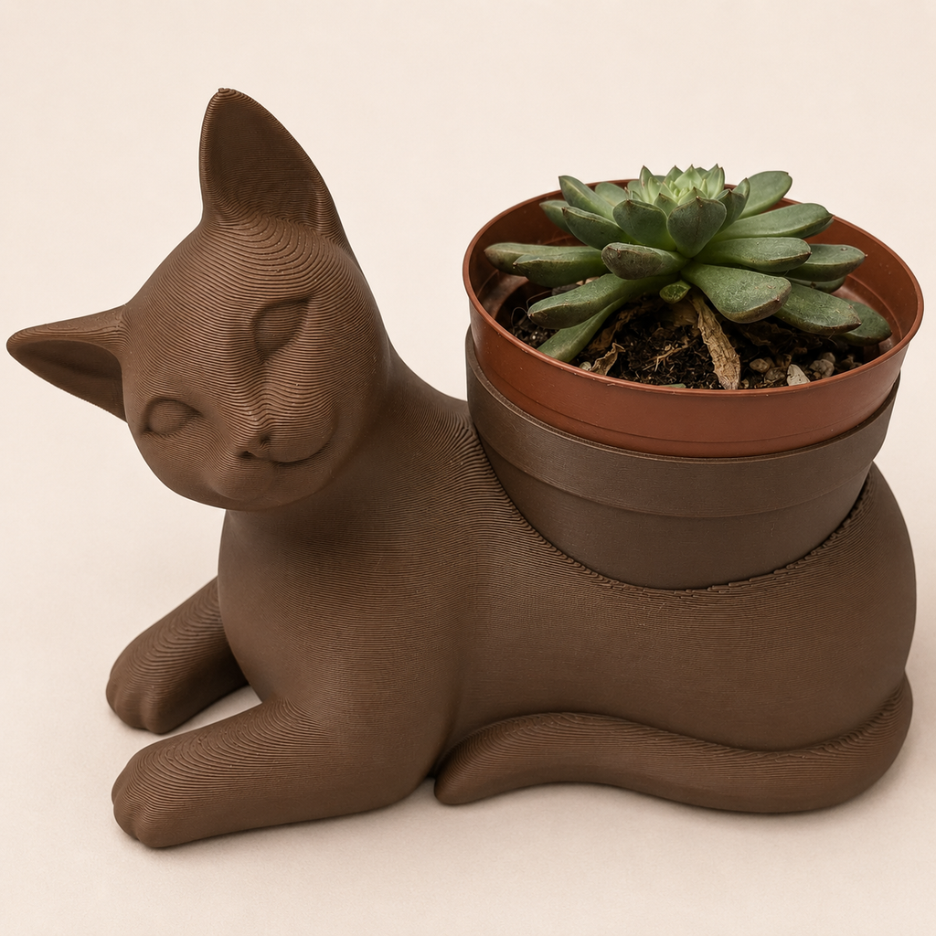 Curious Cat Planter - Winsome Whiskers - Studio Sample