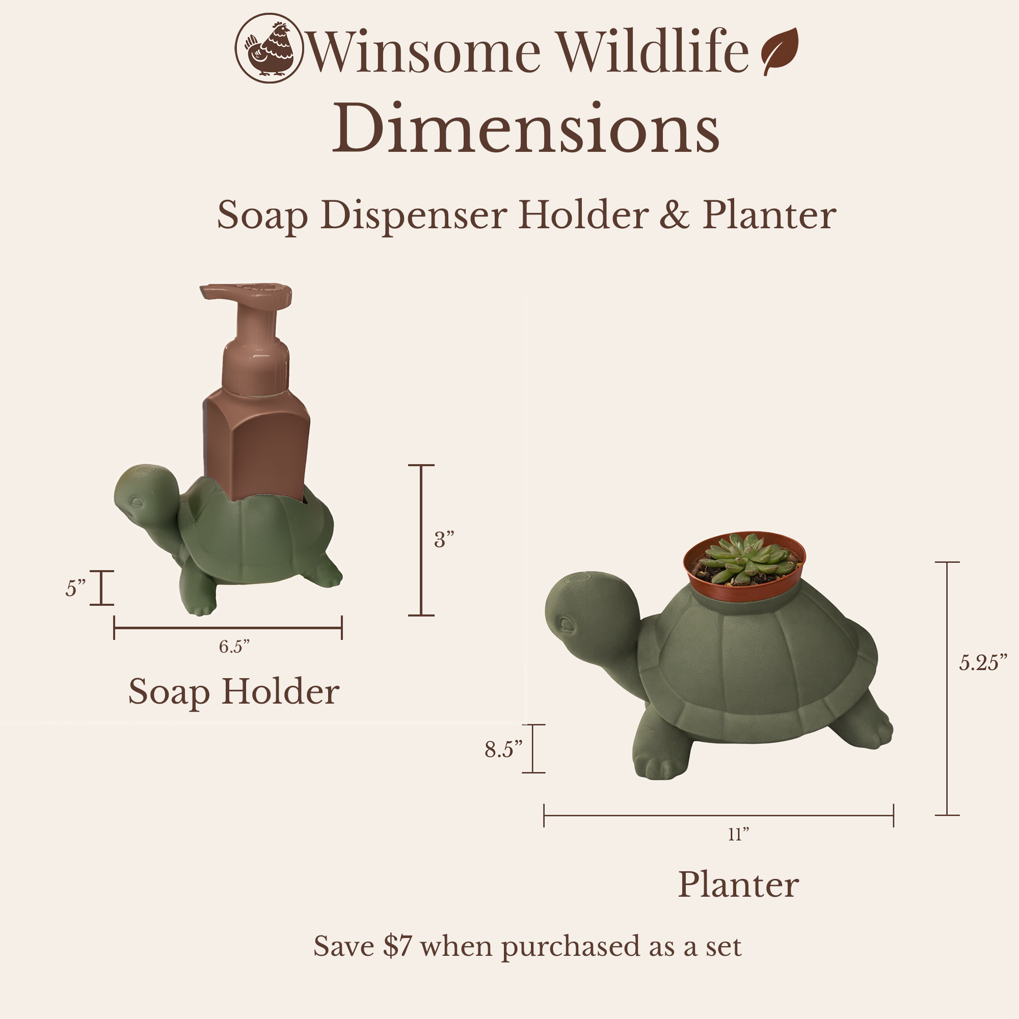 Turtle Planter and Soap Holder Bundle - Winsome Wildlife