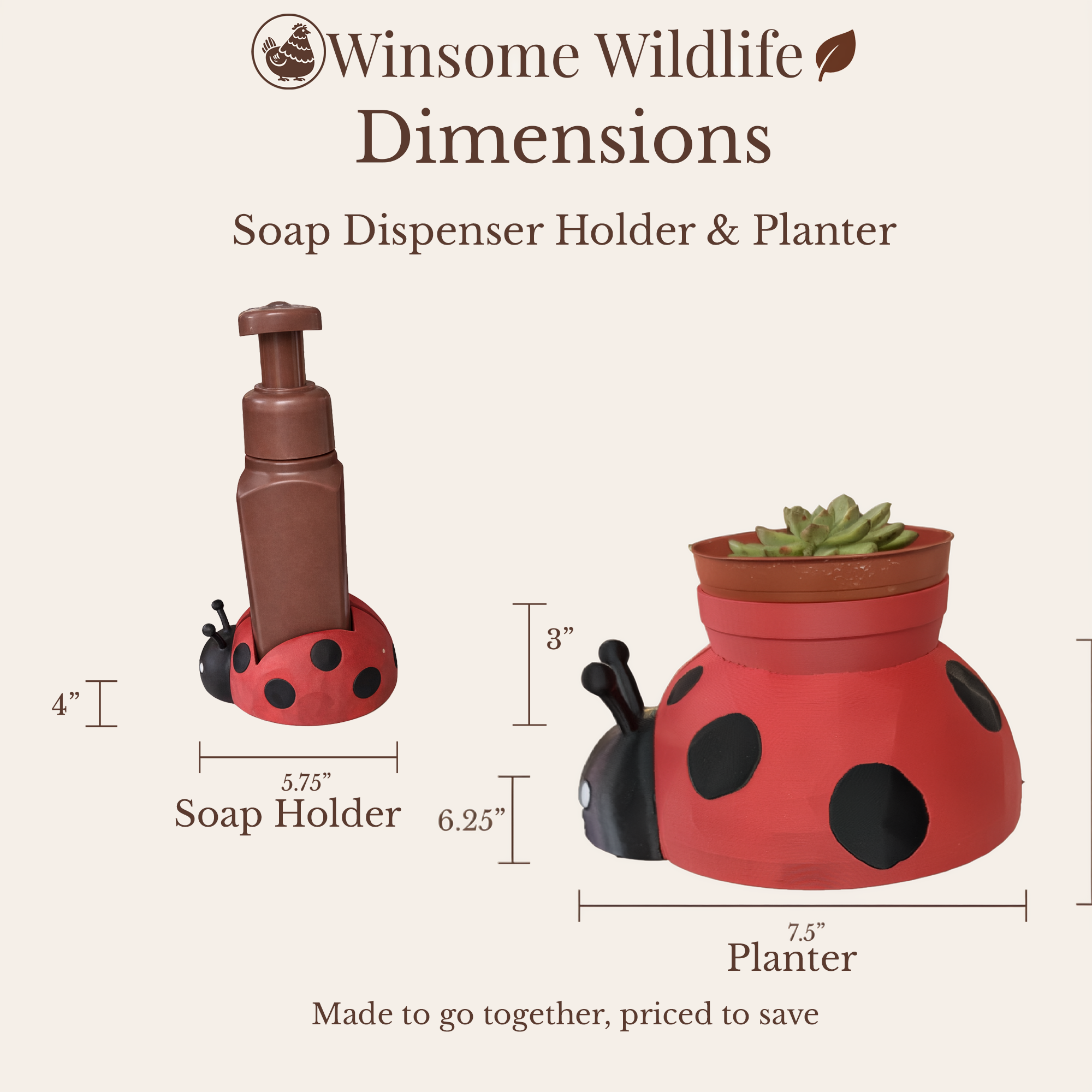 Ladybug Planter and Soap Holder Bundle - Winsome Wildlife