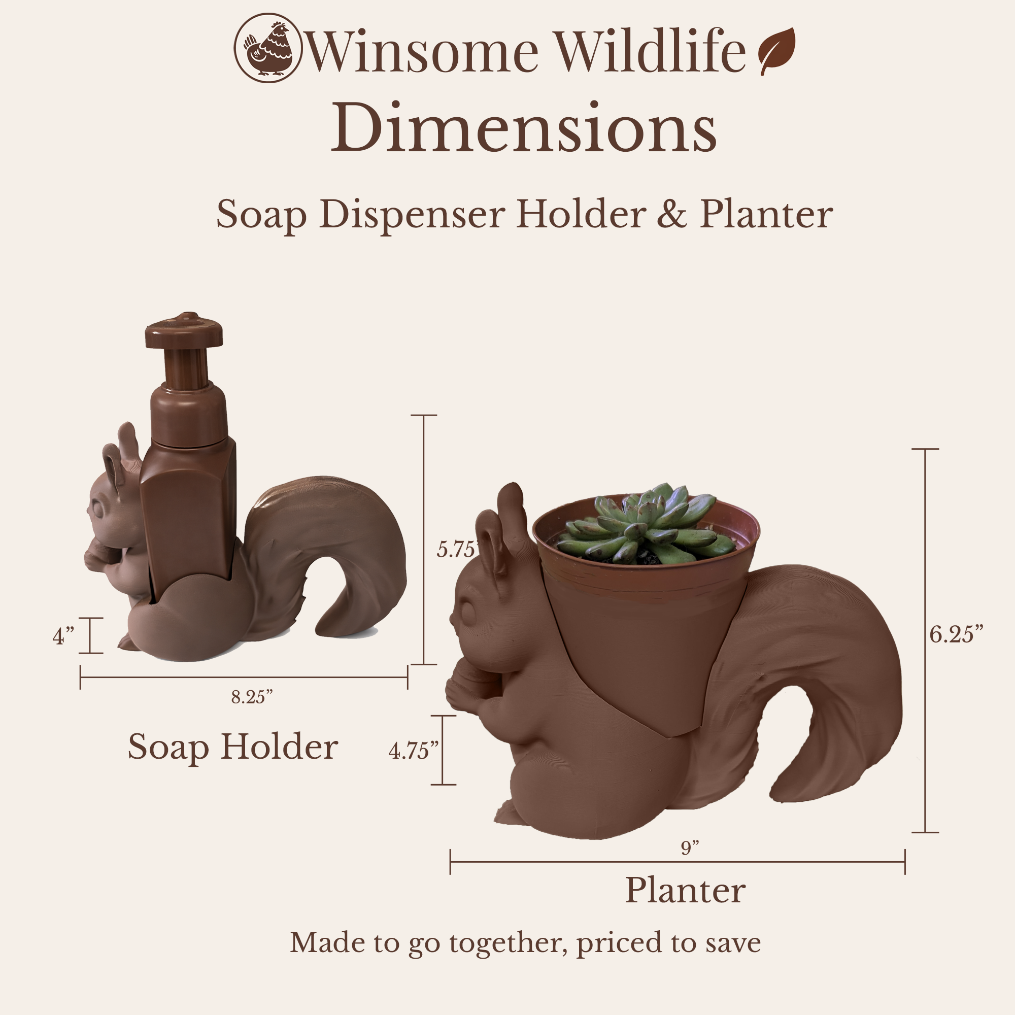 Squirrel Planter and Soap Holder Bundle - Winsome Wildlife