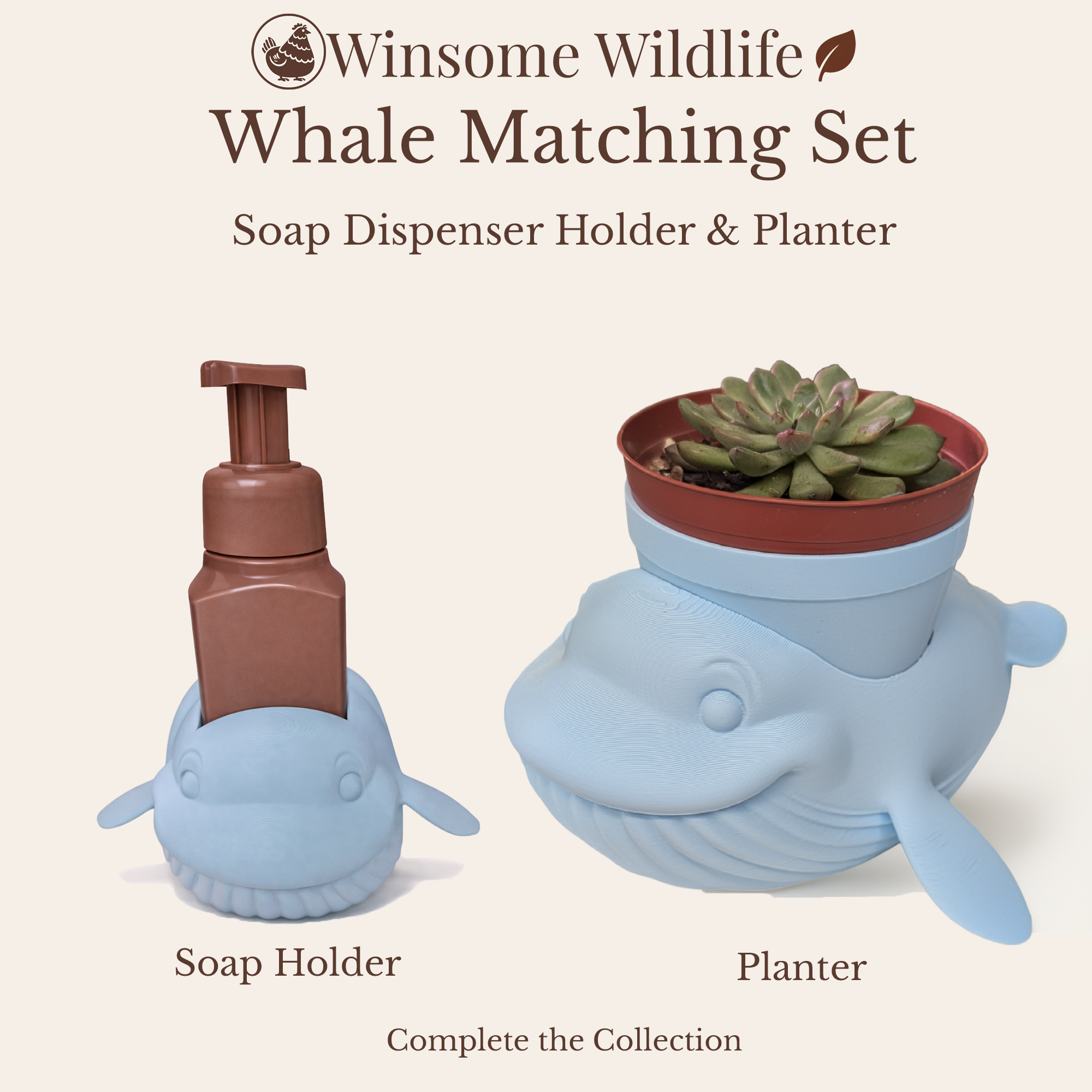 Whale Planter and Soap Holder Bundle - Winsome Wildlife