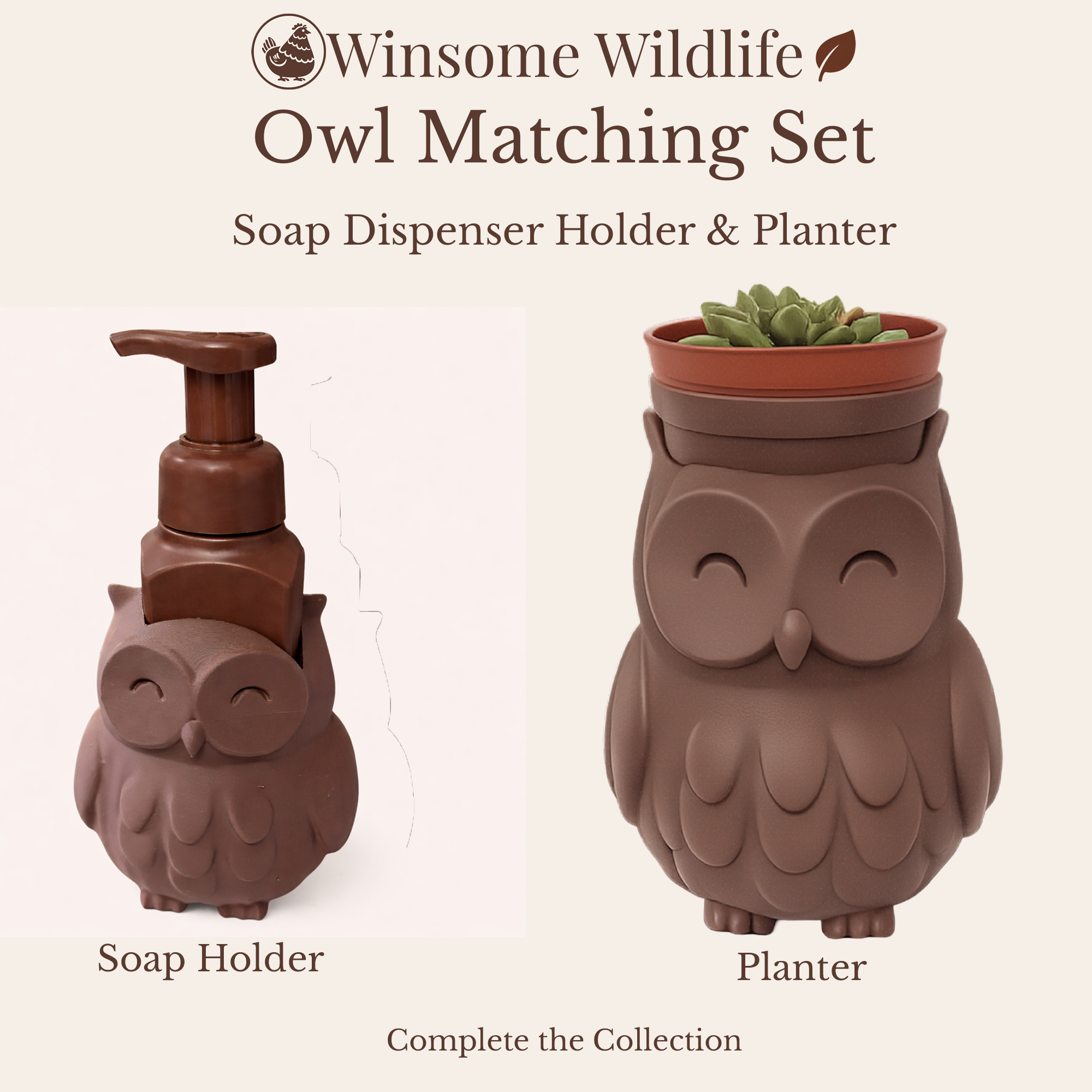 Owl Planter and Soap Holder Bundle - Winsome Wildlife