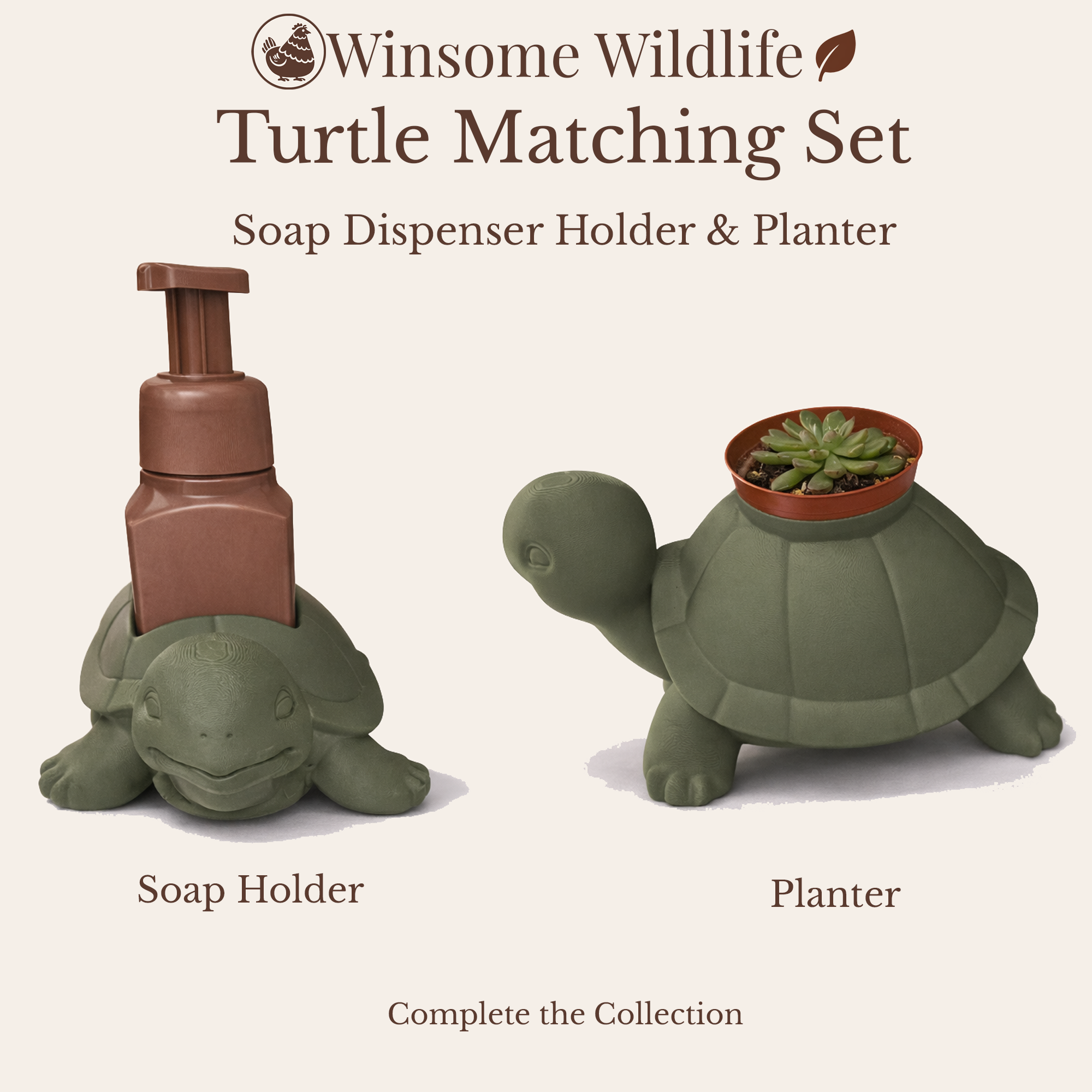 Turtle Planter and Soap Holder Bundle - Winsome Wildlife