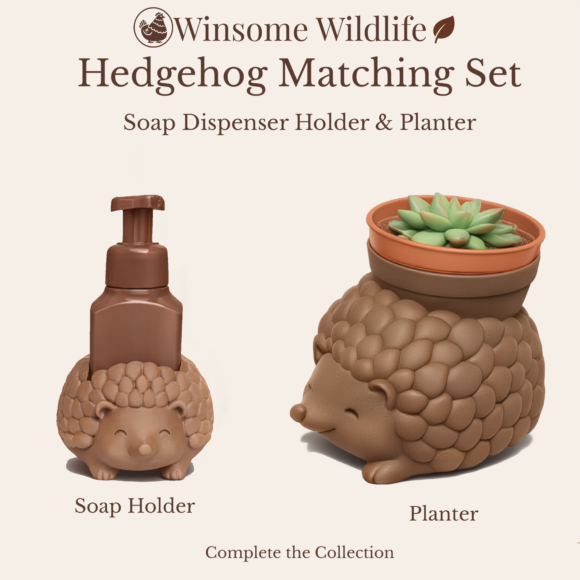 Hedgehog Planter and Soap Holder Bundle - Winsome Wildlife