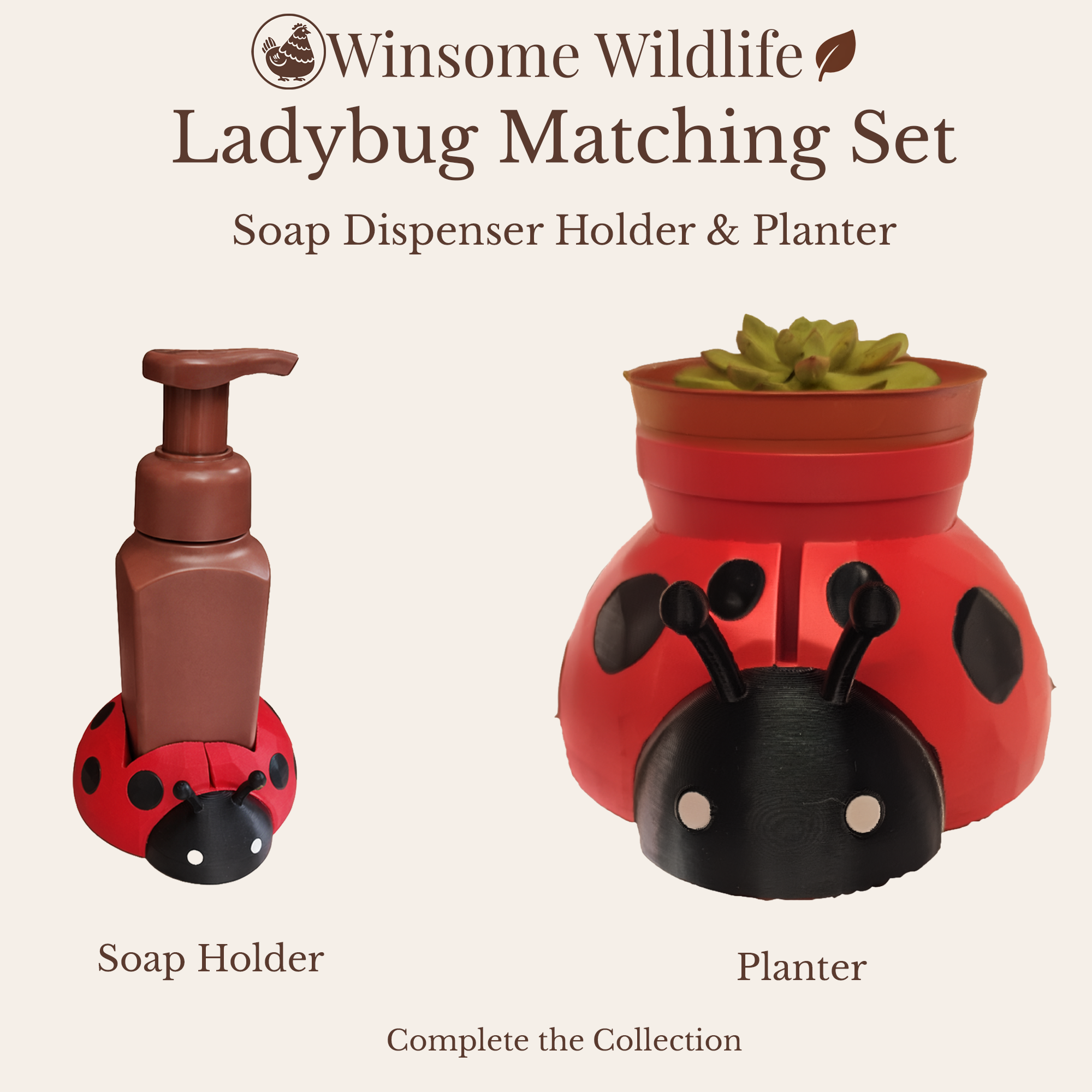Ladybug Planter and Soap Holder Bundle - Winsome Wildlife