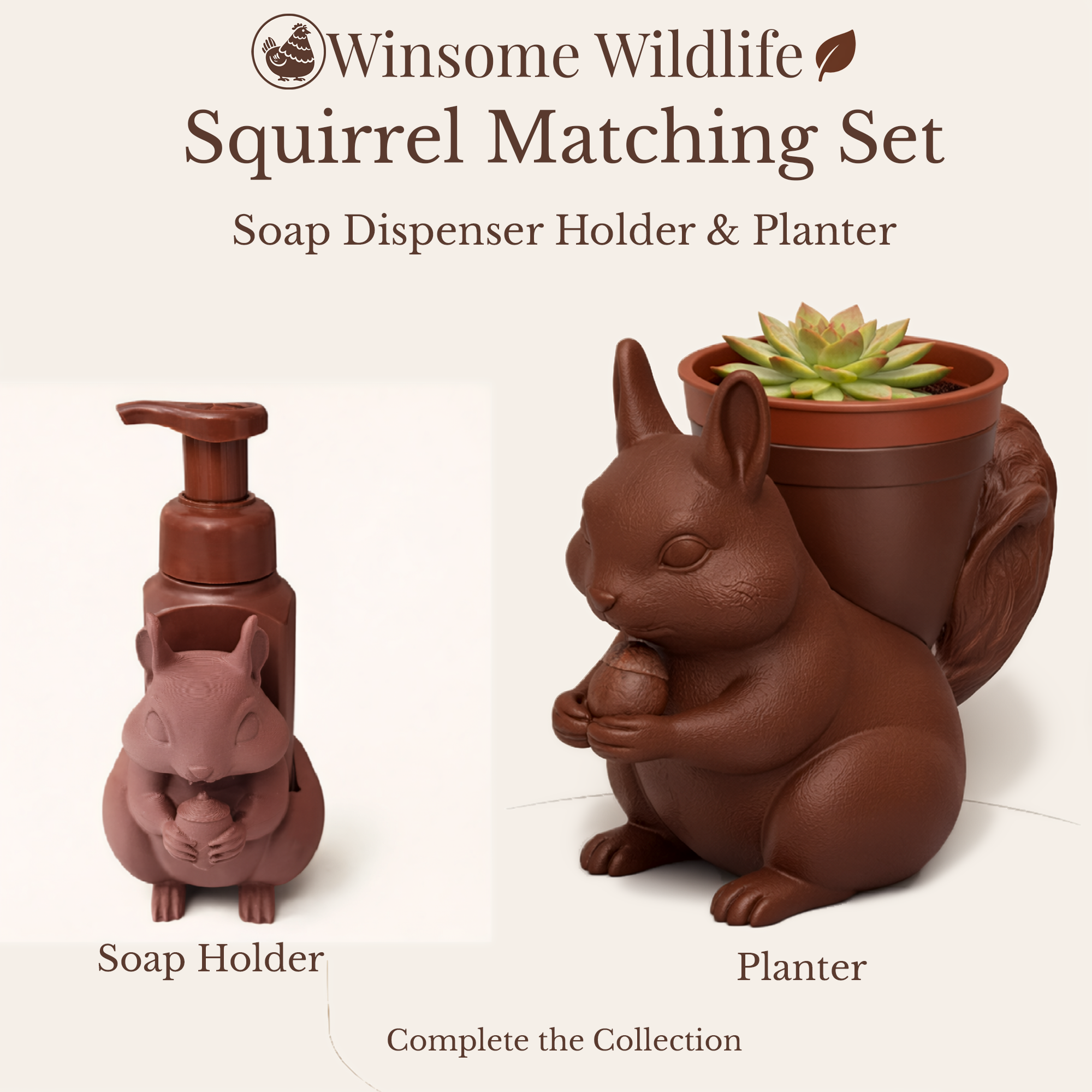 Squirrel Planter and Soap Holder Bundle - Winsome Wildlife