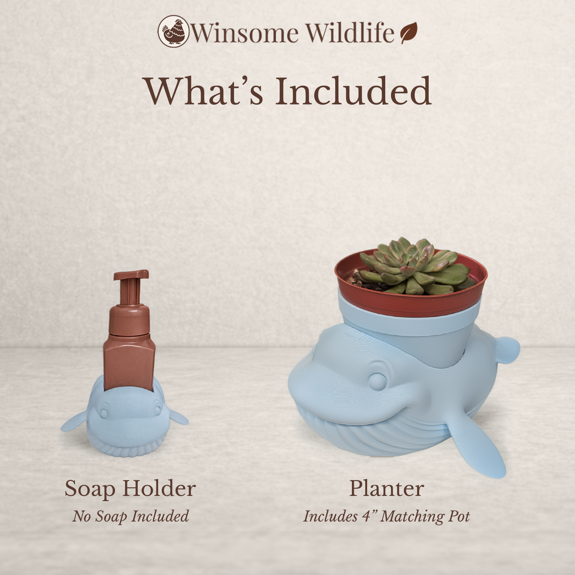 Whale Planter and Soap Holder Bundle - Winsome Wildlife