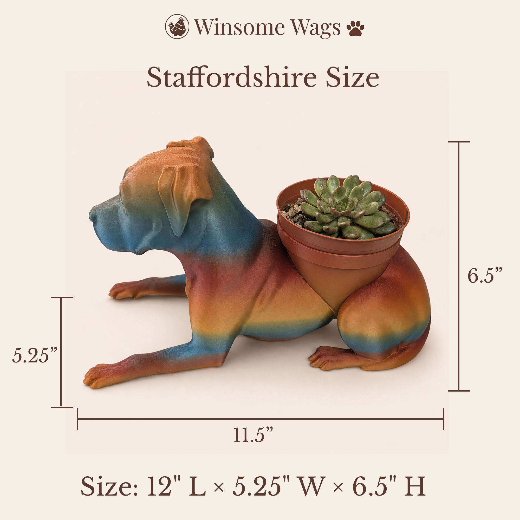 Staffordshire Pit Bull Terrier Planter - Winsome Wags