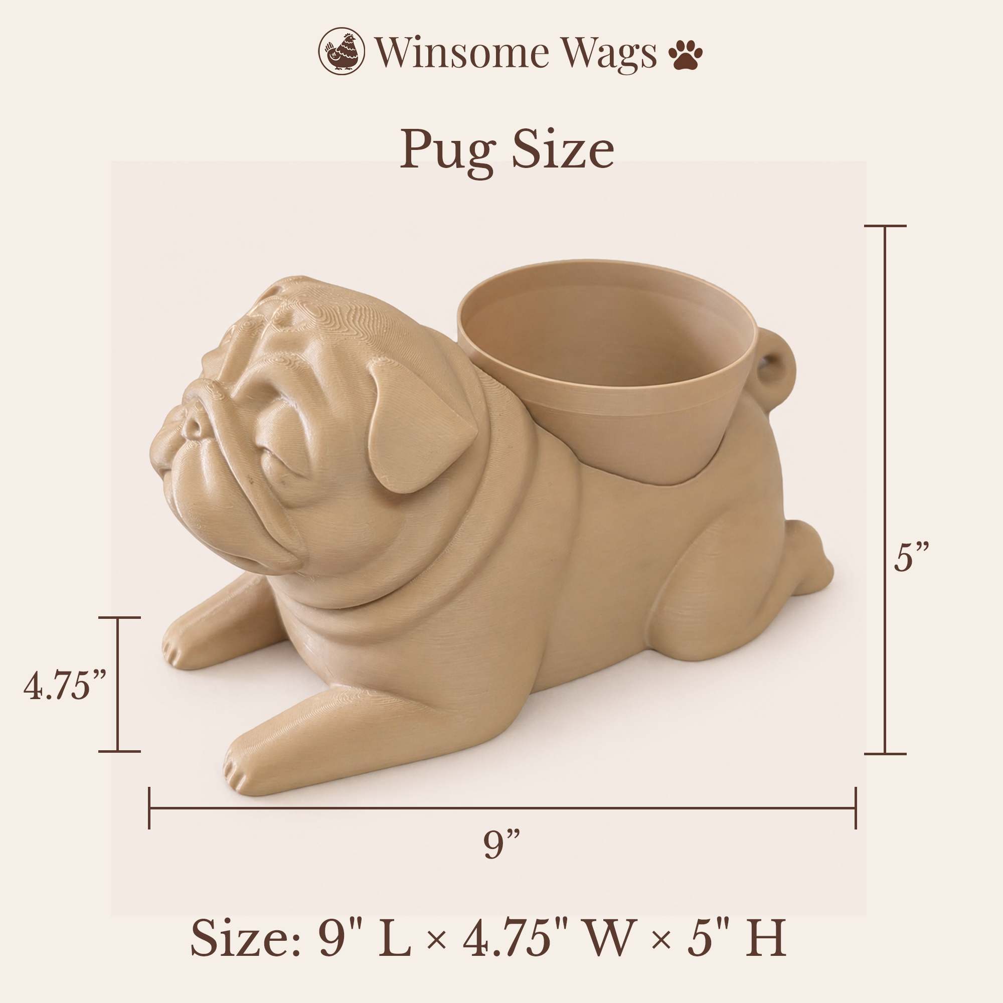 Pug Planter - Winsome Wags