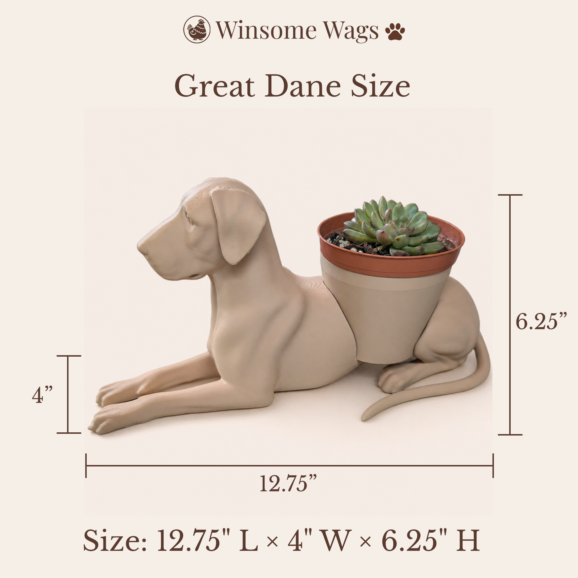 Great Dane Planter - Winsome Wags