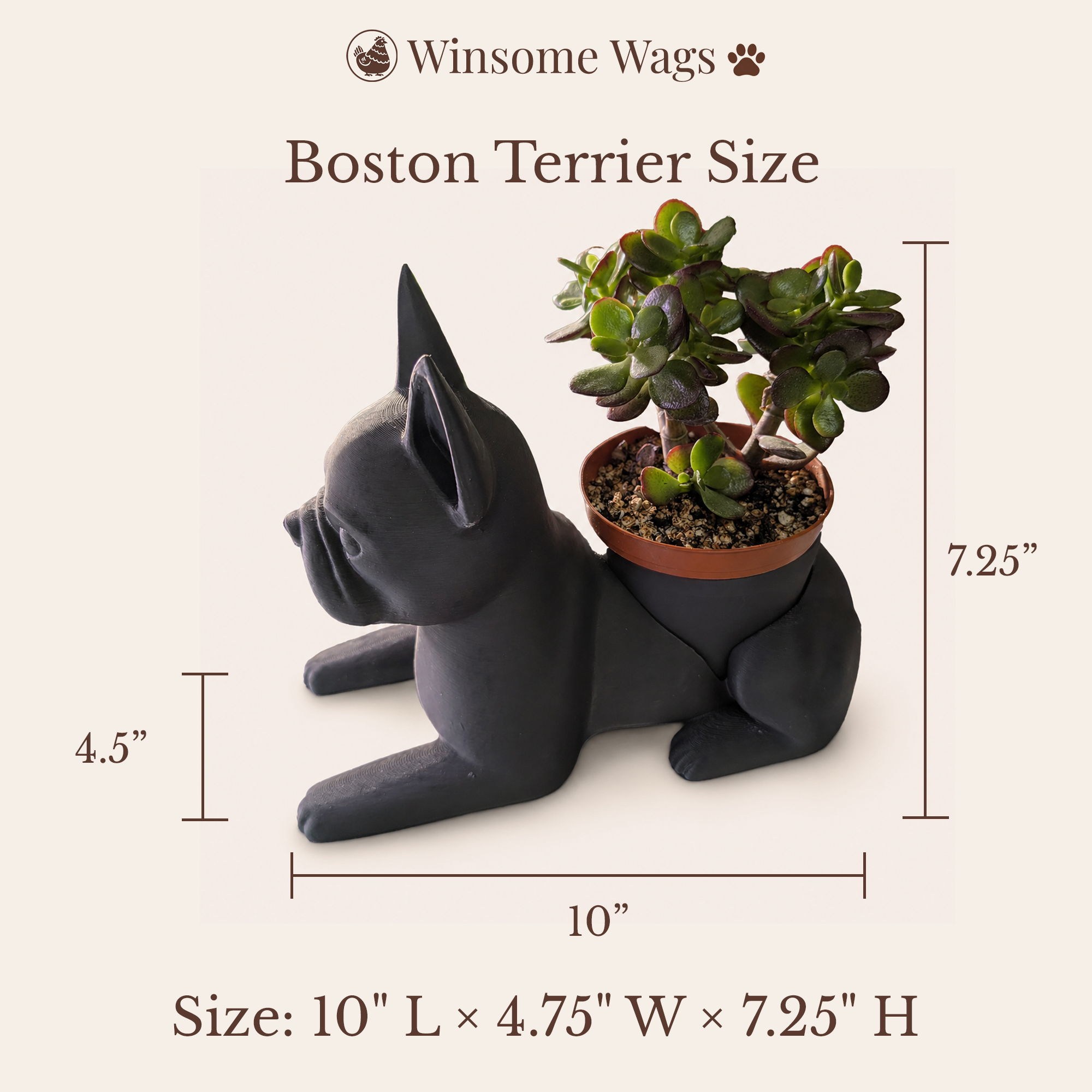 Boston Terrier Planter - Winsome Wags