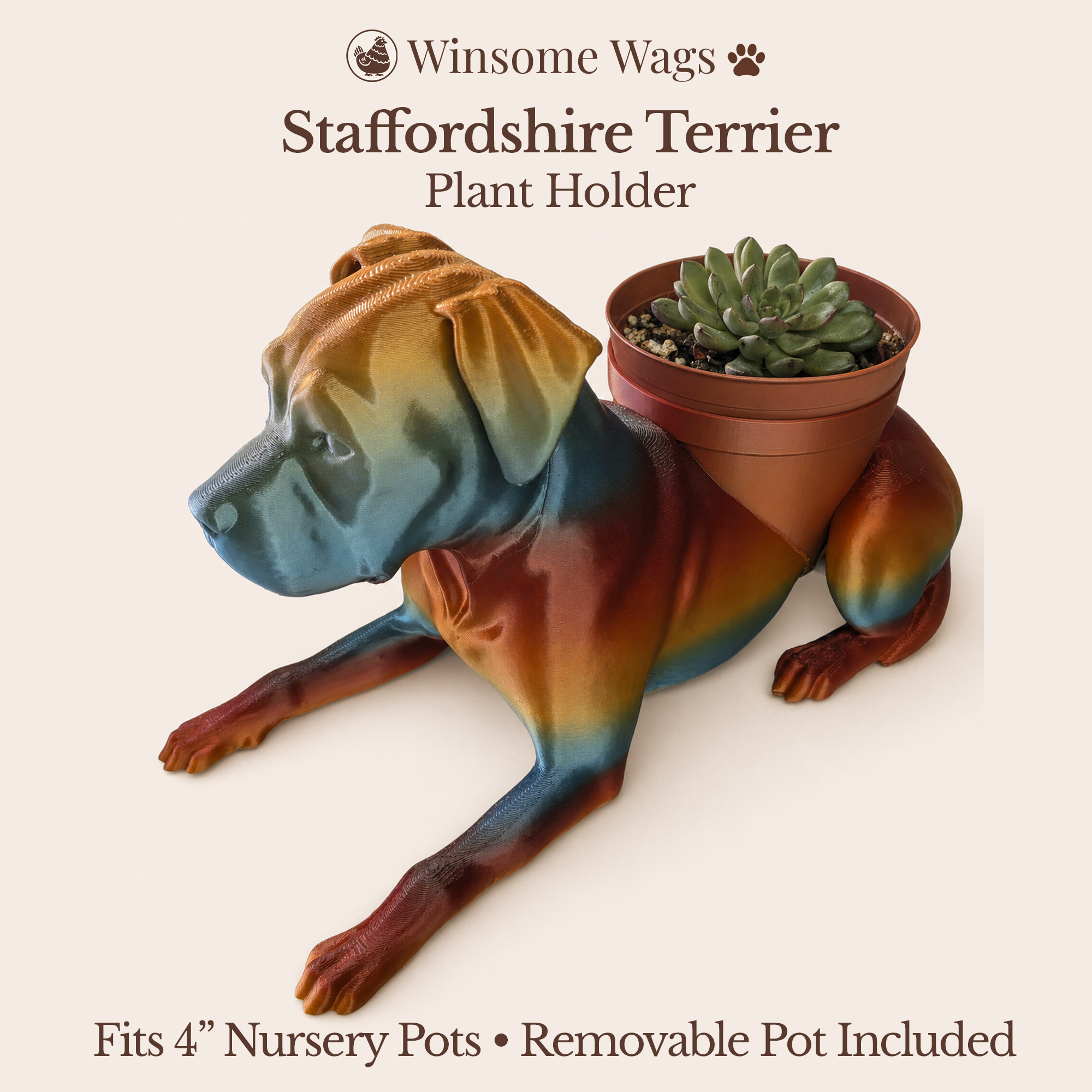 Staffordshire Pit Bull Terrier Planter - Winsome Wags