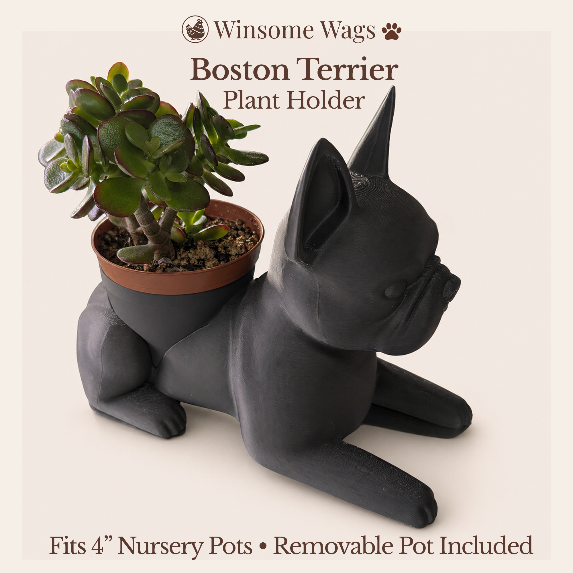 Boston Terrier Planter - Winsome Wags