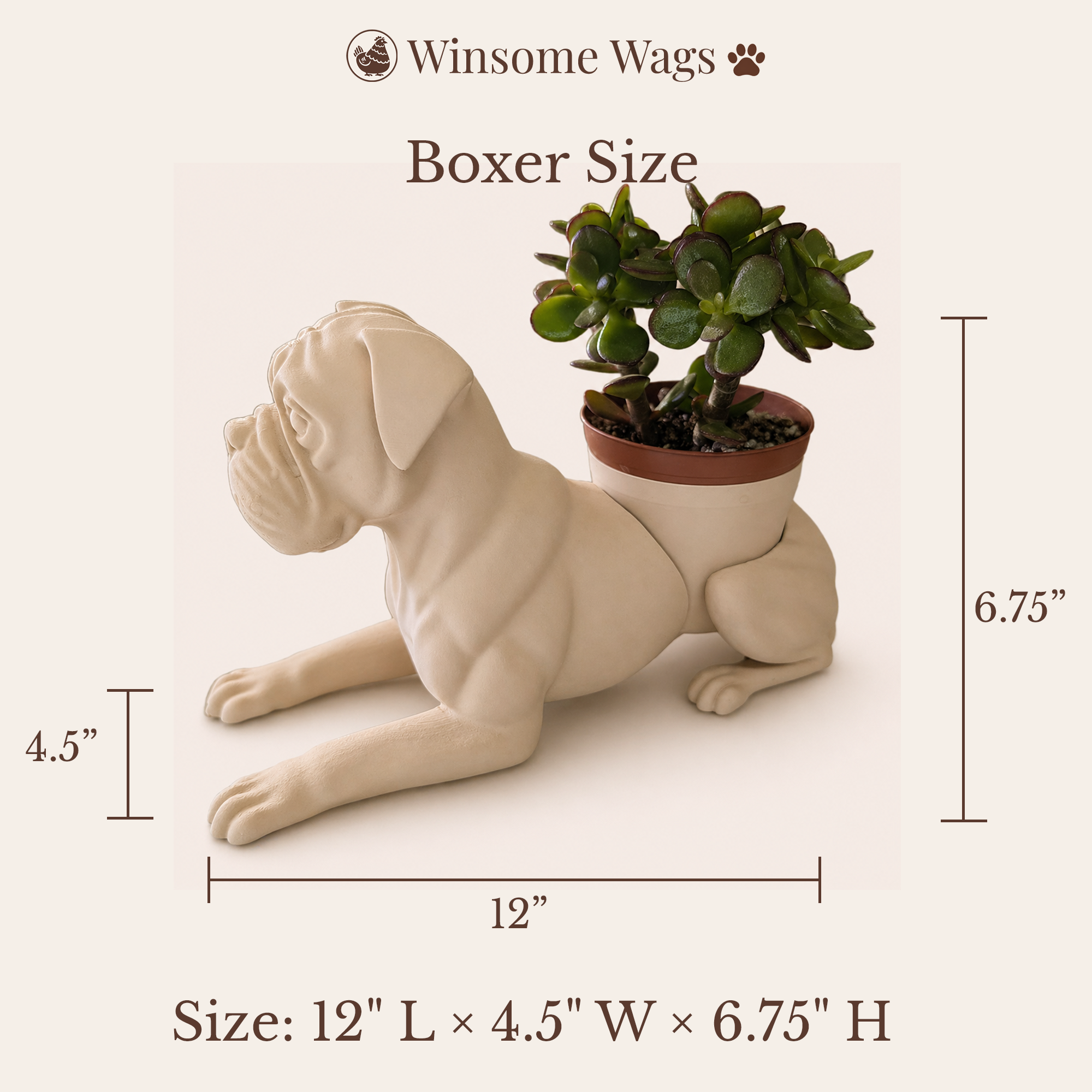 Boxer Planter - Winsome Wags